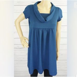 New Recruit Maternity Blouse Size S Turquoise Cowl Neck Knit Short Sleeve